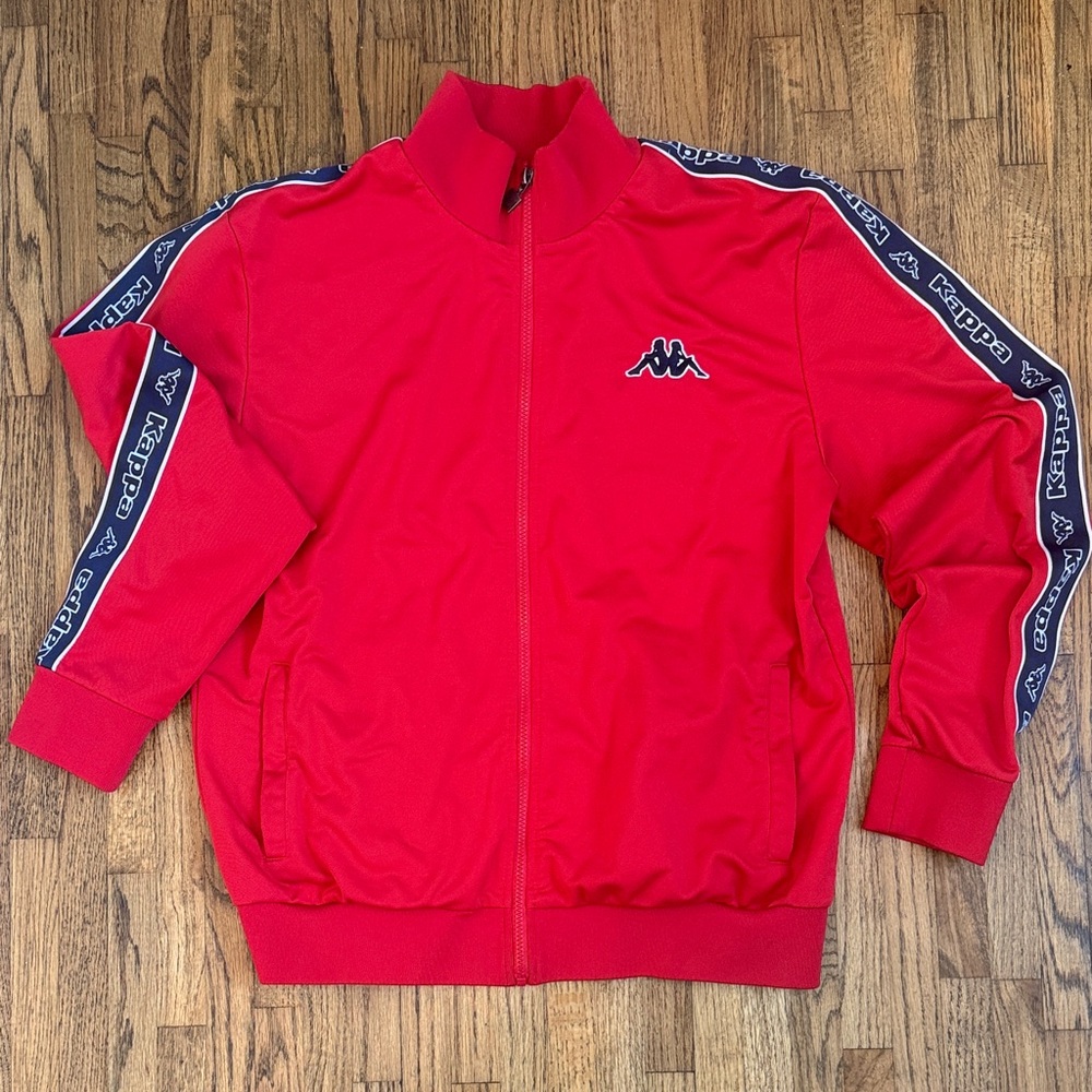 Kappa Red Sport Jacket with Navy Logo Stripes